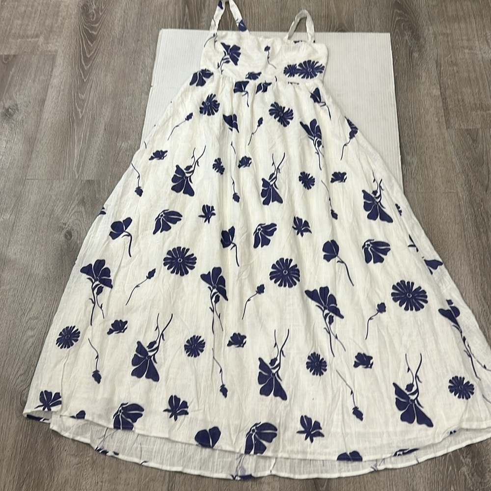 Petal & Pup White Maxi Dress with Blue Floral Print - Picture 14 of 15